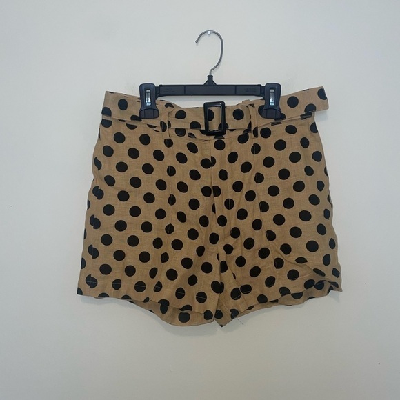 Lisa Marie Fernandez Black and Gold Polka Dot High Waist Linen Shorts Size 2 - Picture 3 of 10